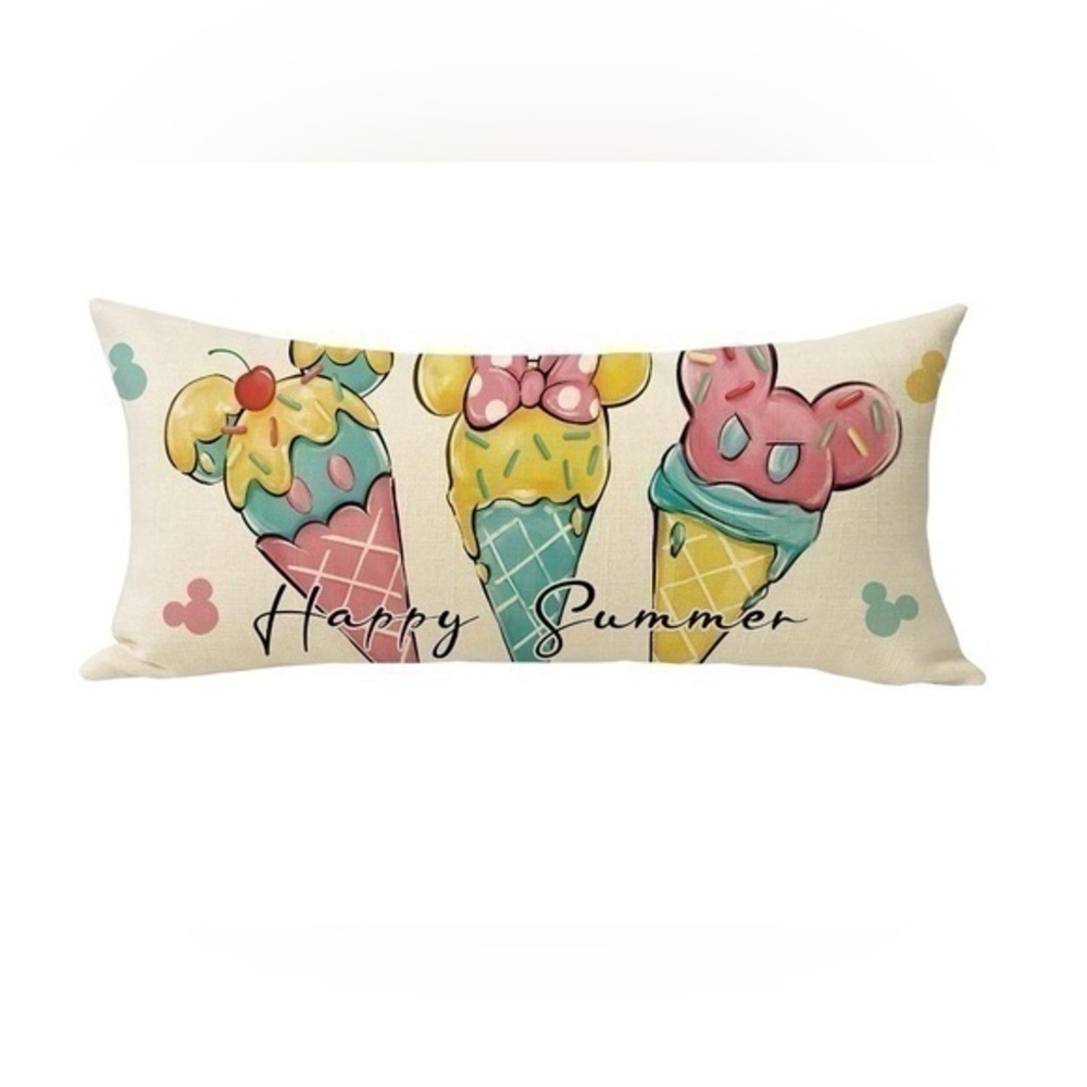 NWT Happy Summer Ice Cream Decorative Cartoon Mouse Square Cushion Cover